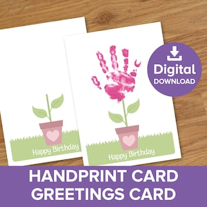 Biglietti con impronte di mani di fiori, lavoretti con vasi di fiori per la festa della mamma, regalo per insegnanti di compleanno con impronte digitali per bambini, stampa personalizzata con pittura a mano per bambini piccoli