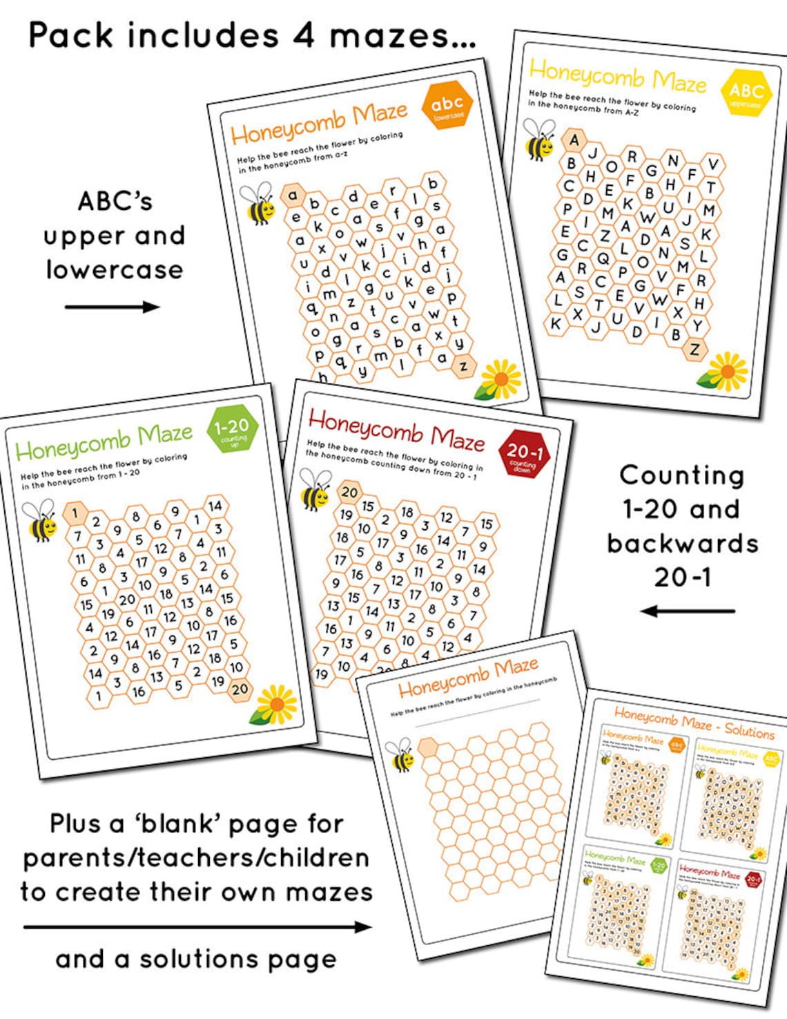 Educational Maze Challenge Worksheet Bundle, Childrens Maths Activity ...