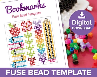 Bookmarks Fuse Bead Template, Teacher Gift Cute Craft, School Friend Birthday Present, Hama Perler Pyssla Reading Pattern Printable Activity