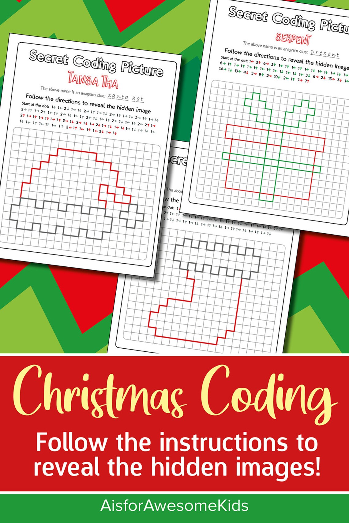 Christmas Coding Worksheet Bundle, Xmas Picture Reveal Challenge ...
