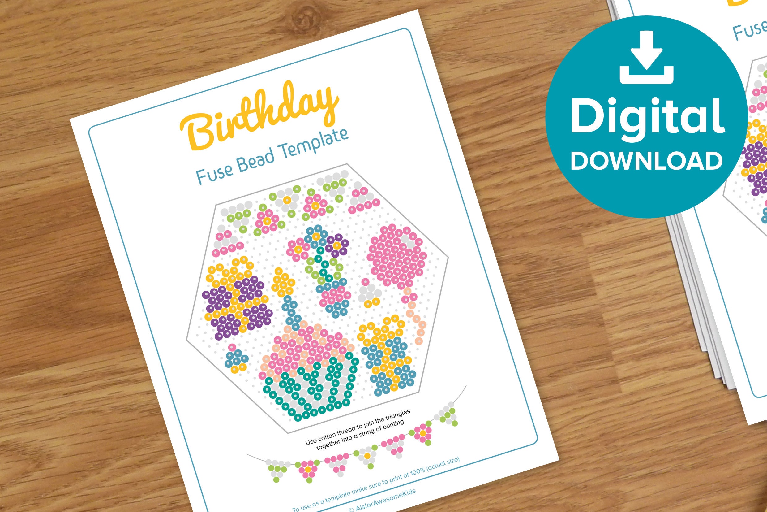 Birthday Party Fuse Bead Template, Hama Perler Nabbi Craft Gift, Cupcake  Present Flowers Bunting Balloon Cake, Small World Play Activity -   Denmark