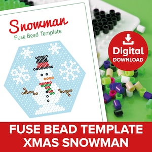 Modèles perle à fusible bonhomme de neige, perles Hama Perler Nabbi, motif artisanal flocon de neige, cadeau de Noël enneigé cadeau tutoriel météo hiver imprimable