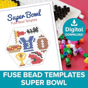 American Football Fuse Bead Template, Super Bowl Game Sport Pattern, USA Flag Helmet Hotdog, Father&#39;s Day Perler Hama Pyssla Craft Printable