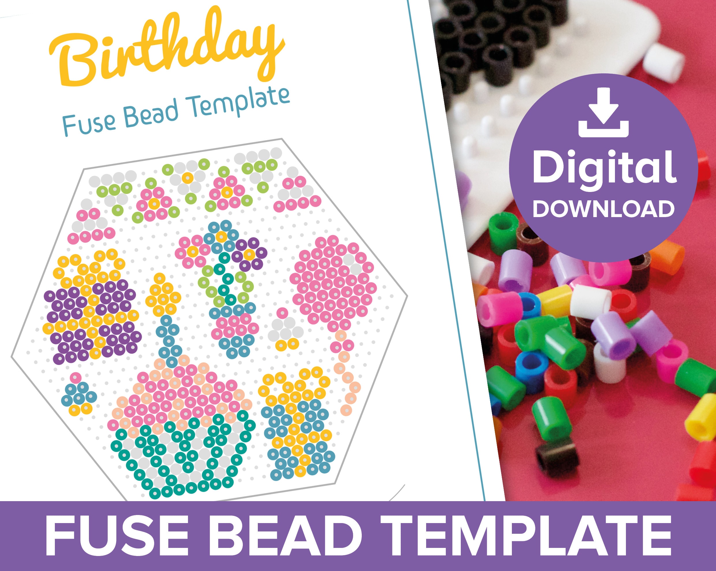 Birthday Party Fuse Bead Template Hama Perler Nabbi Craft Etsy