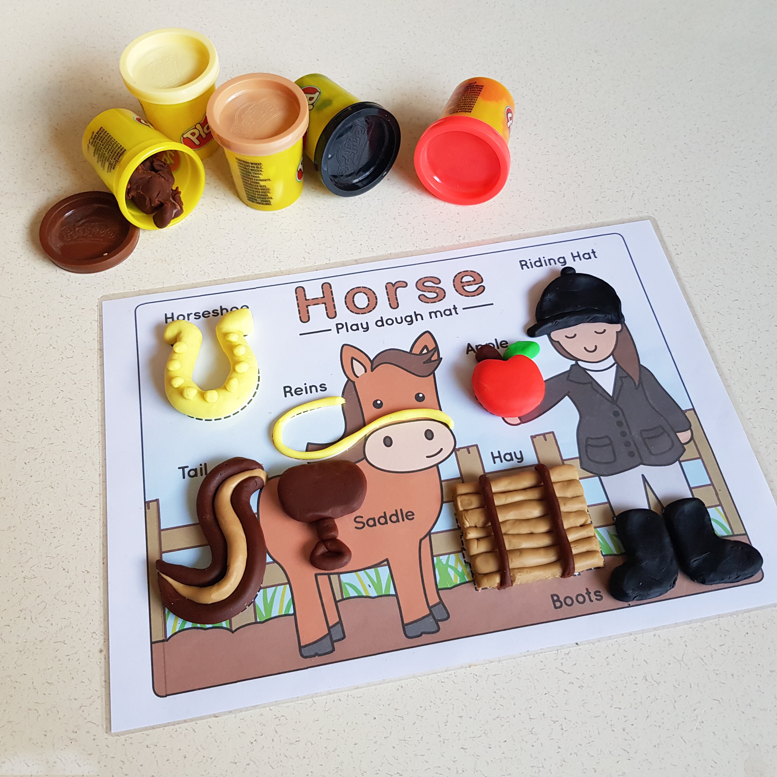 Equestrian Horseback Rider Printable Play Dough Mat