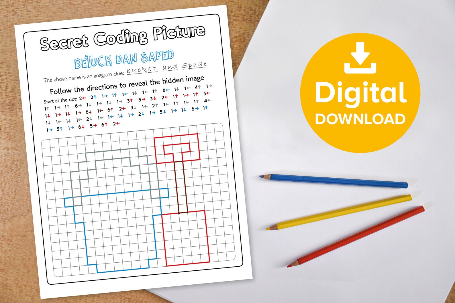 Beach Coding Worksheets, Summer Hidden Picture Reveal, Seaside Pixel ...