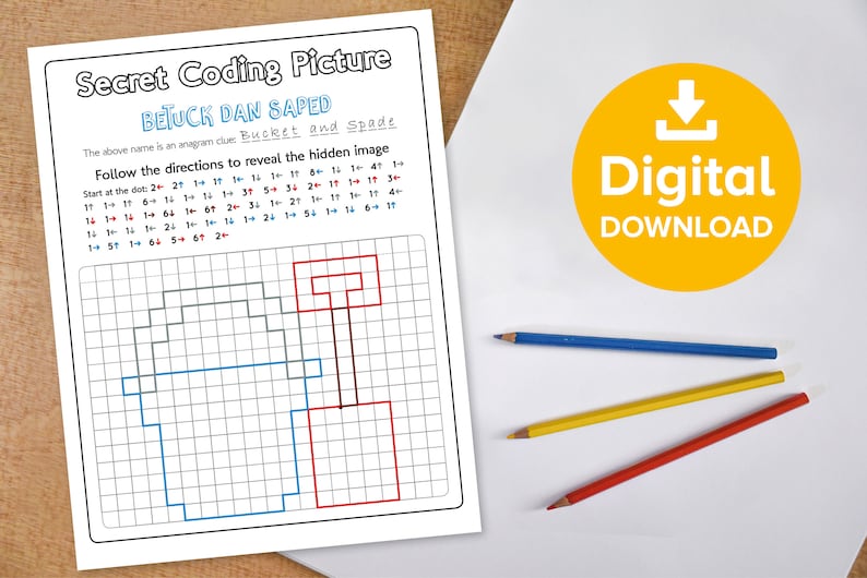 Beach Coding Worksheets, Summer Hidden Picture Reveal, Seaside Pixel ...