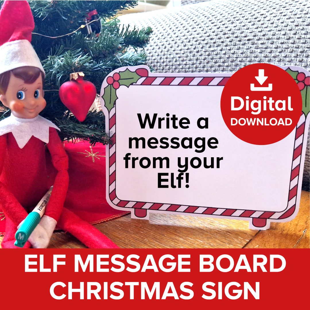 Christmas Elf Message Board Printable, Xmas Sign Post Accessory, Elves