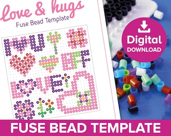 Valentine's Fuse Bead Template, Best Friend BFF Love Craft Gift