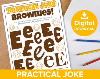 Practical Joke Brownies, Brown E's Funny Kids Prank, Cut-out & Color Easy Last Minute April Fool's Day, Baking Craft Printable Activities