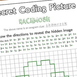 St Patrick's Day Coding Worksheets, Ireland Picture Reveal Irish Pixel ...