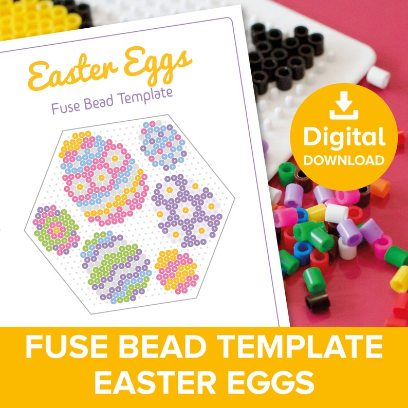 Easter Eggs Fuse Bead Templates, Hama Perler Nabbi Pyssla Beads Craft