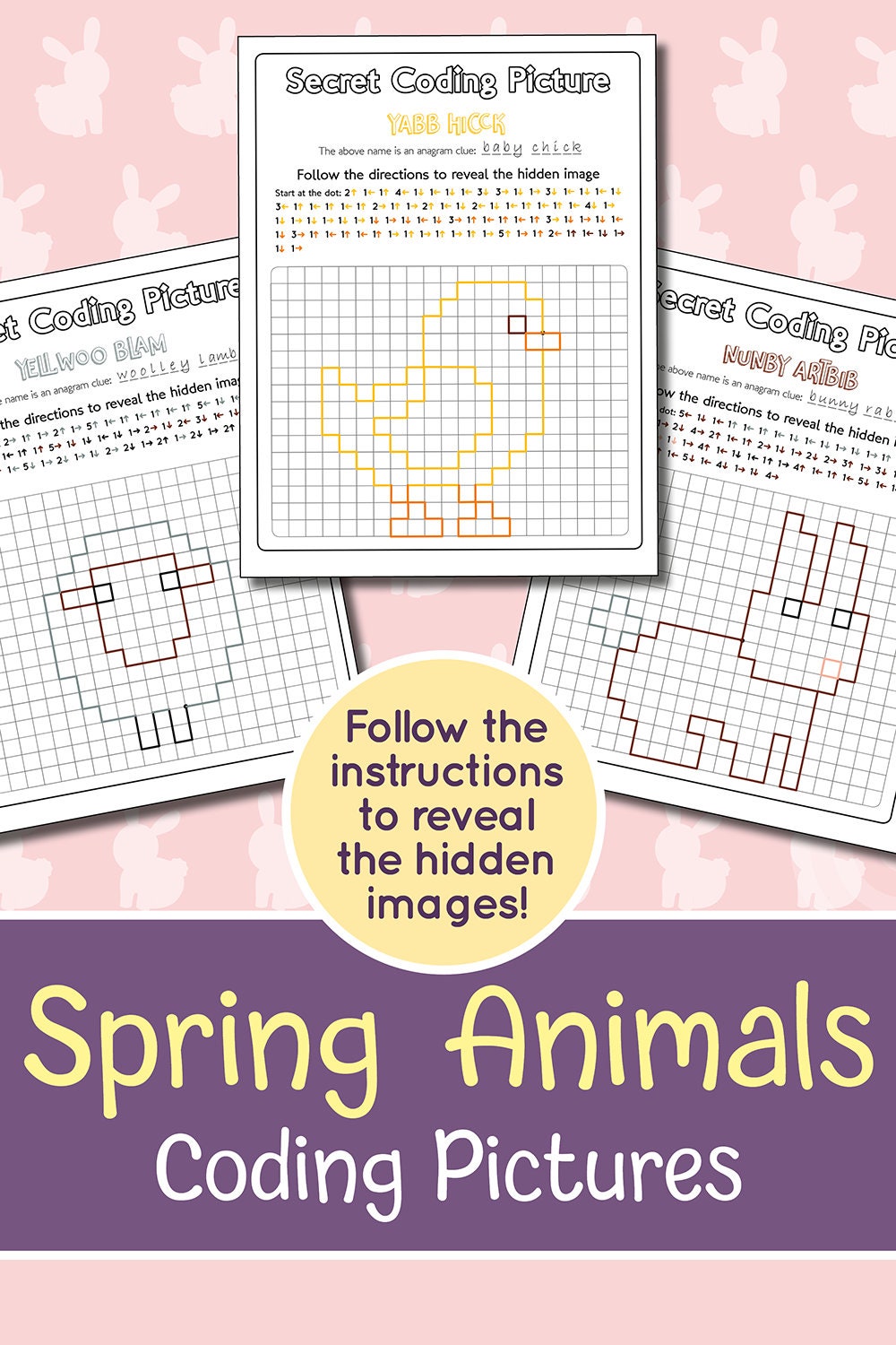 Toys Nature Coding Worksheets Summer Pixel Art Clover Flower Rainbow ...