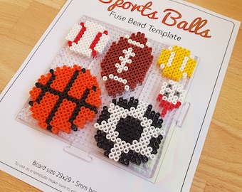 Sports Balls Fuse Bead Template, Football Soccer Basketball
