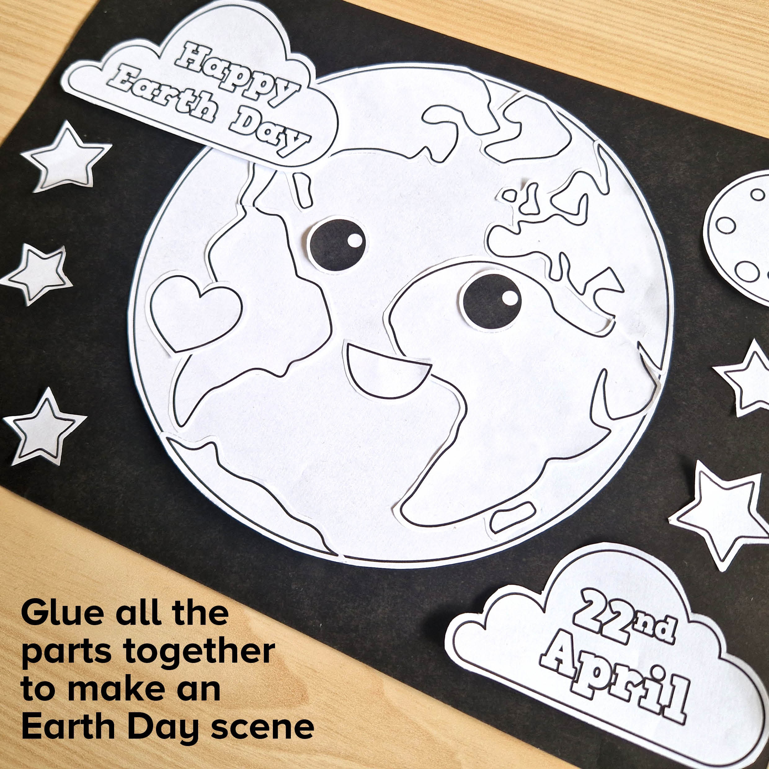Earth Day Cut &amp; Paste Craft Printable, Build the World Educational Art ...