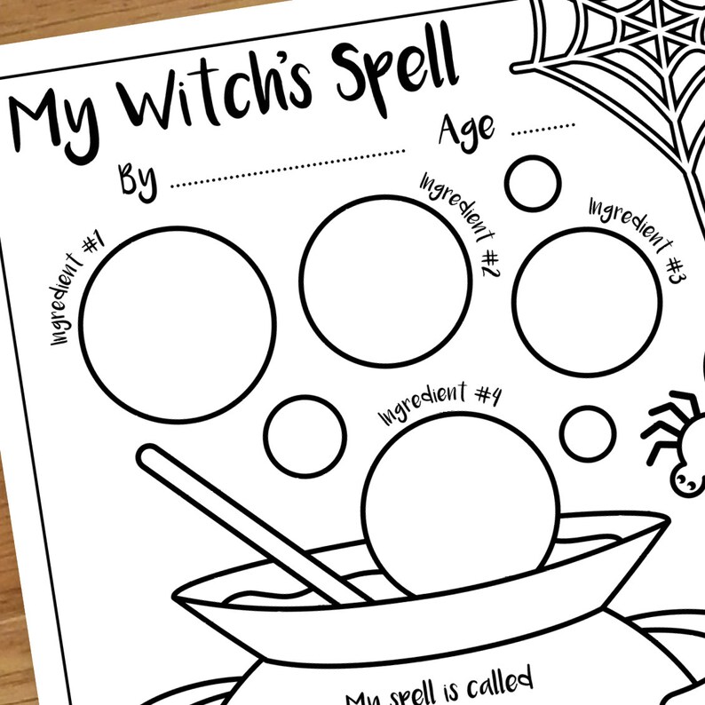 My Witch s Spell Halloween Drawing Prompt Activity Kids Wizard Writing 