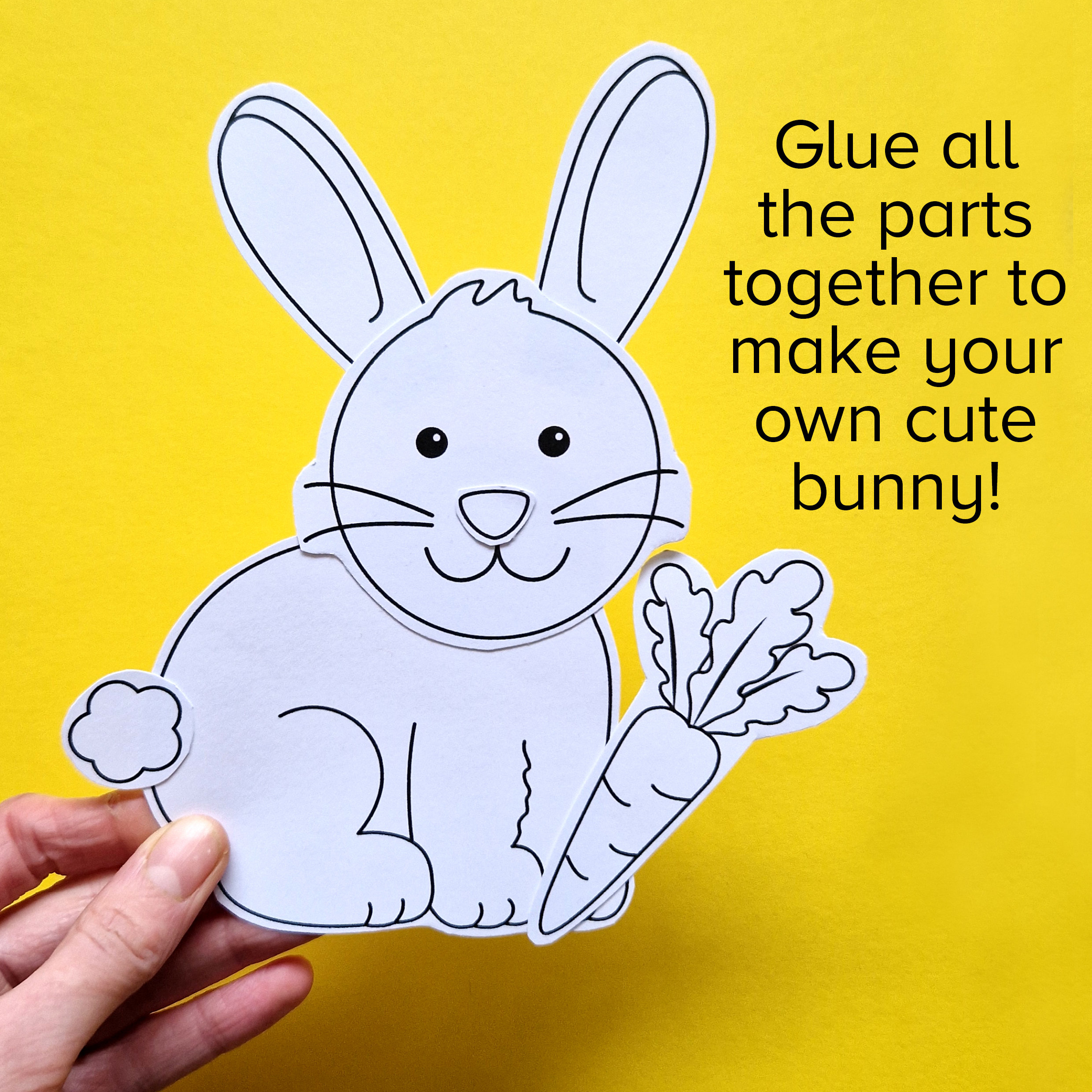 Easter Bunny Cut & Paste Craft Printable, Build a Rabbit Coloring ...