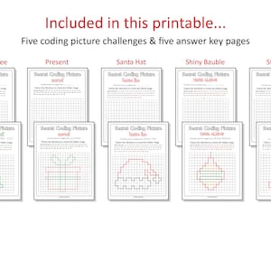 Christmas Coding Worksheets, Xmas Picture Reveal Challenge, Winter ...