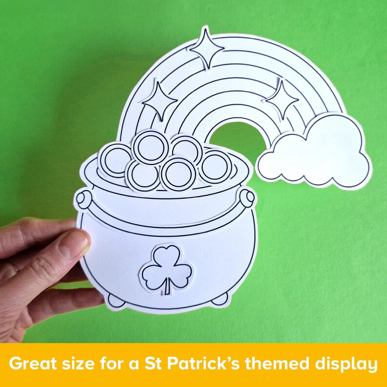 Pot of Gold Cut & Paste Craft, St Patrick's Day Color and Build ...