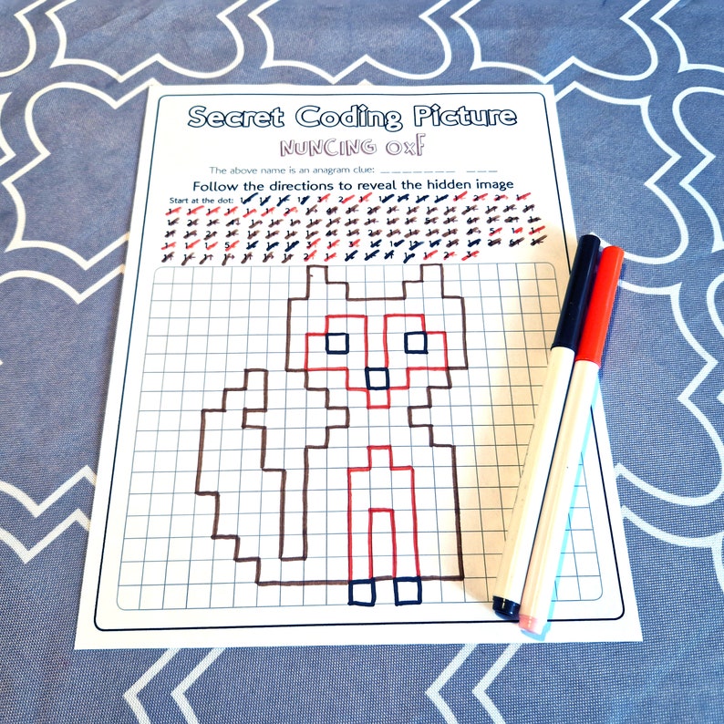 Fox Coding Pic Forest Animals Coding Worksheets, Woodland Creatures Picture Reveal ...
