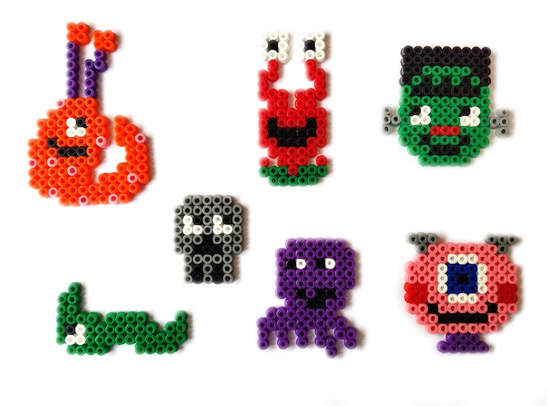 Halloween Monsters Fuse Bead Template Hama Perler Nabbi Beads Etsy