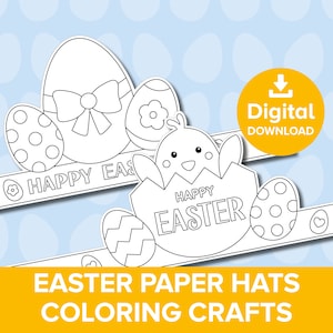 Ostern Mütze Papier Hut Färbung Handwerk, Frühling Küken Eiersuche Party Taschenfüller, Dress-up Feier Krone, Dekoration druckbare Aktivität