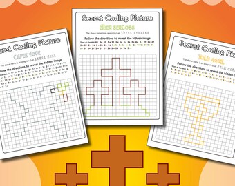 Easter Coding Worksheets Christian Cross Religious Picture 