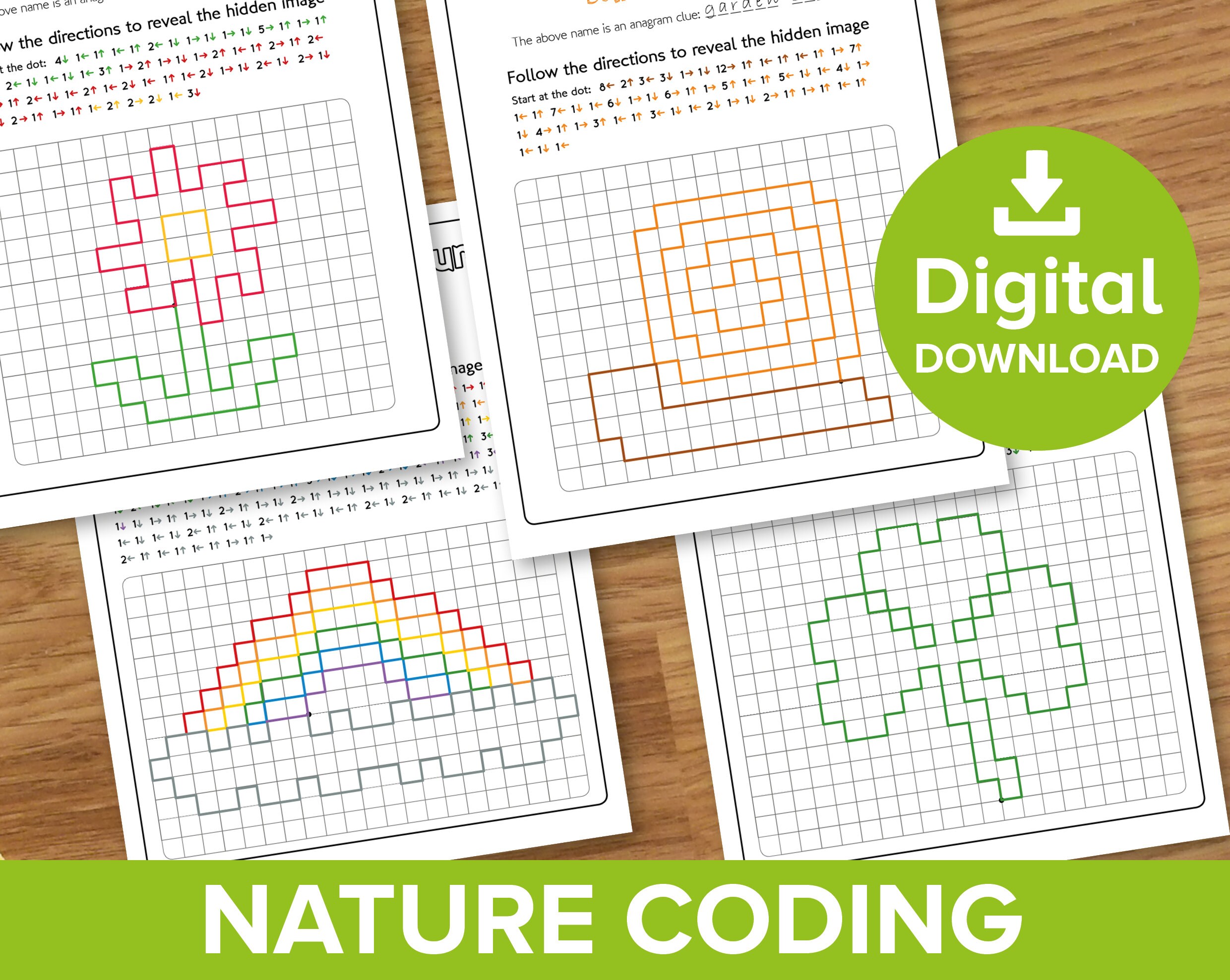 Nature Coding Path Nature Coding Worksheets, Spring Hidden Picture Reveal, Summer Pixel ...