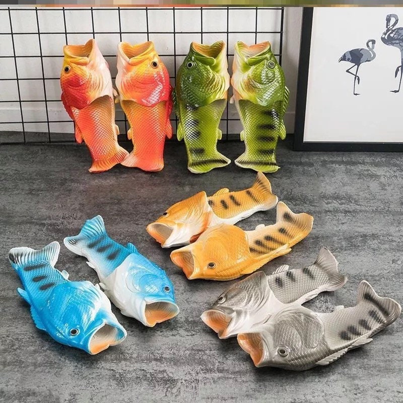 HEMAY Boys Girls 4 Colors Fish Slippers Funny Shoes Sandals for Kids Adults Creative Gift 