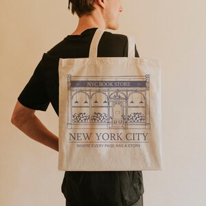 NYC Bookshop Tote Bag, New Yorker Tote Bag, Tote Bag, Bookworm, New York Book Store Tote Bag zdjęcie 2