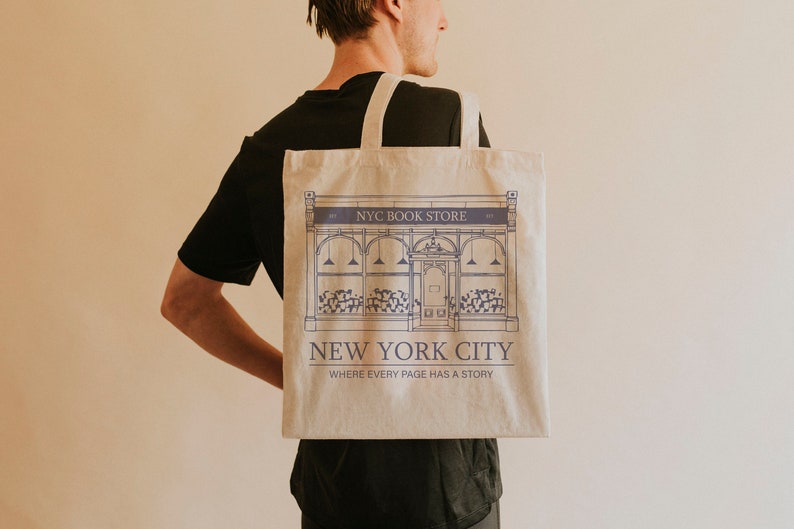 NYC Bookshop Tote Bag, New Yorker Tote Bag, Tote Bag, Bookworm, New York Book Store Tote Bag zdjęcie 2