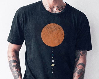 Solar System Minimal Design Unisex T-shirt, Solar System Present, Solar System Gift