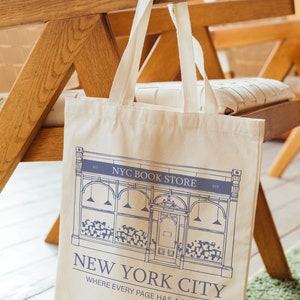 NYC Bookshop Tote Bag, New Yorker Tote Bag, Tote Bag, Bookworm, New York Book Store Tote Bag zdjęcie 3