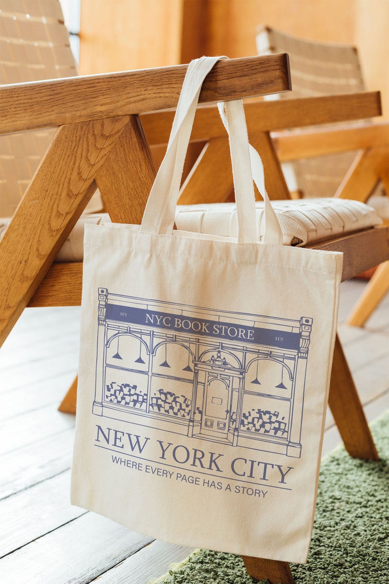 NYC Bookshop Tote Bag, New Yorker Tote Bag, Tote Bag, Bookworm, New York Book Store Tote Bag zdjęcie 3