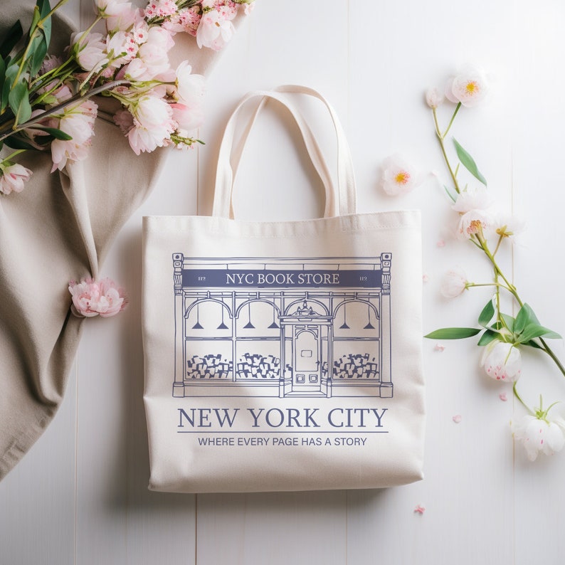 NYC Bookshop Tote Bag, New Yorker Tote Bag, Tote Bag, Bookworm, New York Book Store Tote Bag zdjęcie 4