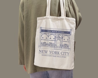 NYC Bookshop Tote Bag, New Yorker Tote Bag, Tote Bag, Bookworm, New York Book Store Tote Bag