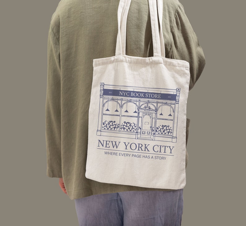 NYC Bookshop Tote Bag, New Yorker Tote Bag, Tote Bag, Bookworm, New York Book Store Tote Bag zdjęcie 1