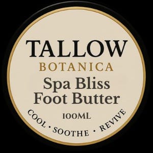 Tallow Botanica Spa Bliss Foot Butter – Grass-Fed Tallow | Organic | Zero Waste | Tin Pan | Free Shipping | 100ml