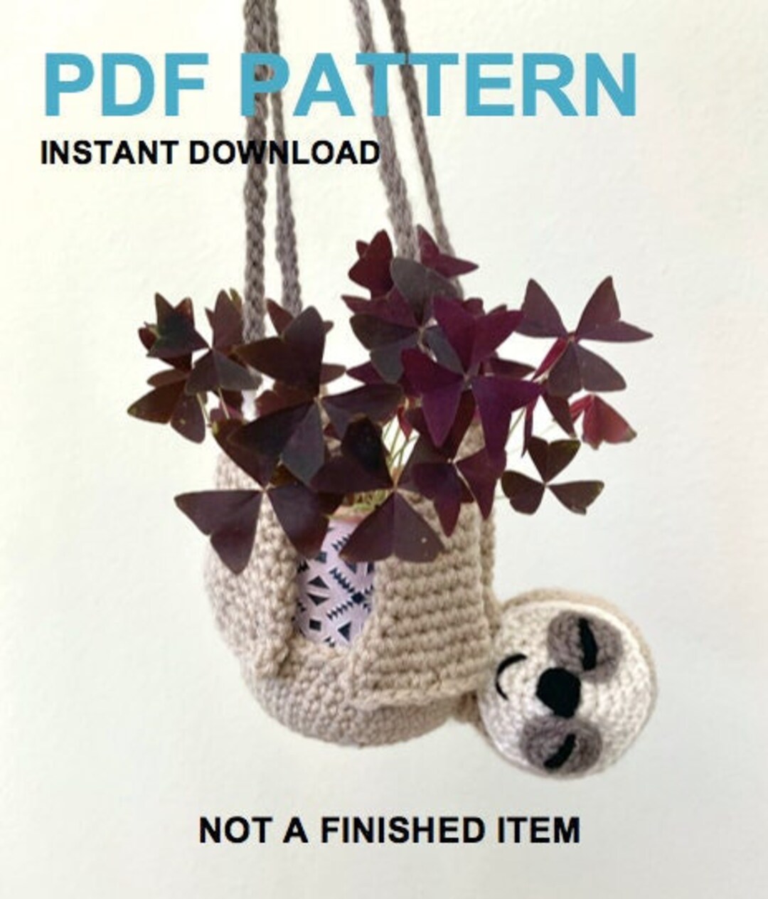 Crochet Sloth Hanging Plant Holder PDF Pattern - Etsy