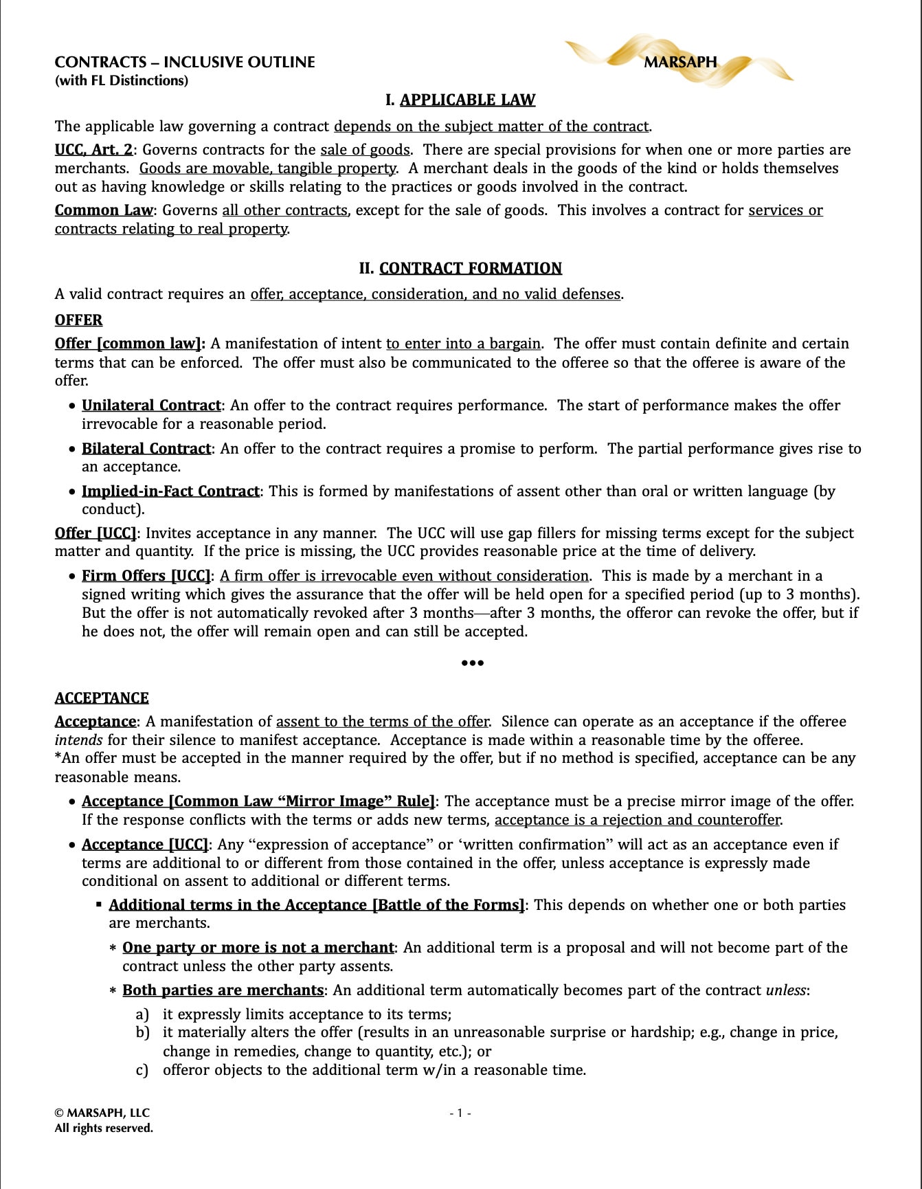 Florida Essay and Multiple-Choice Outlines