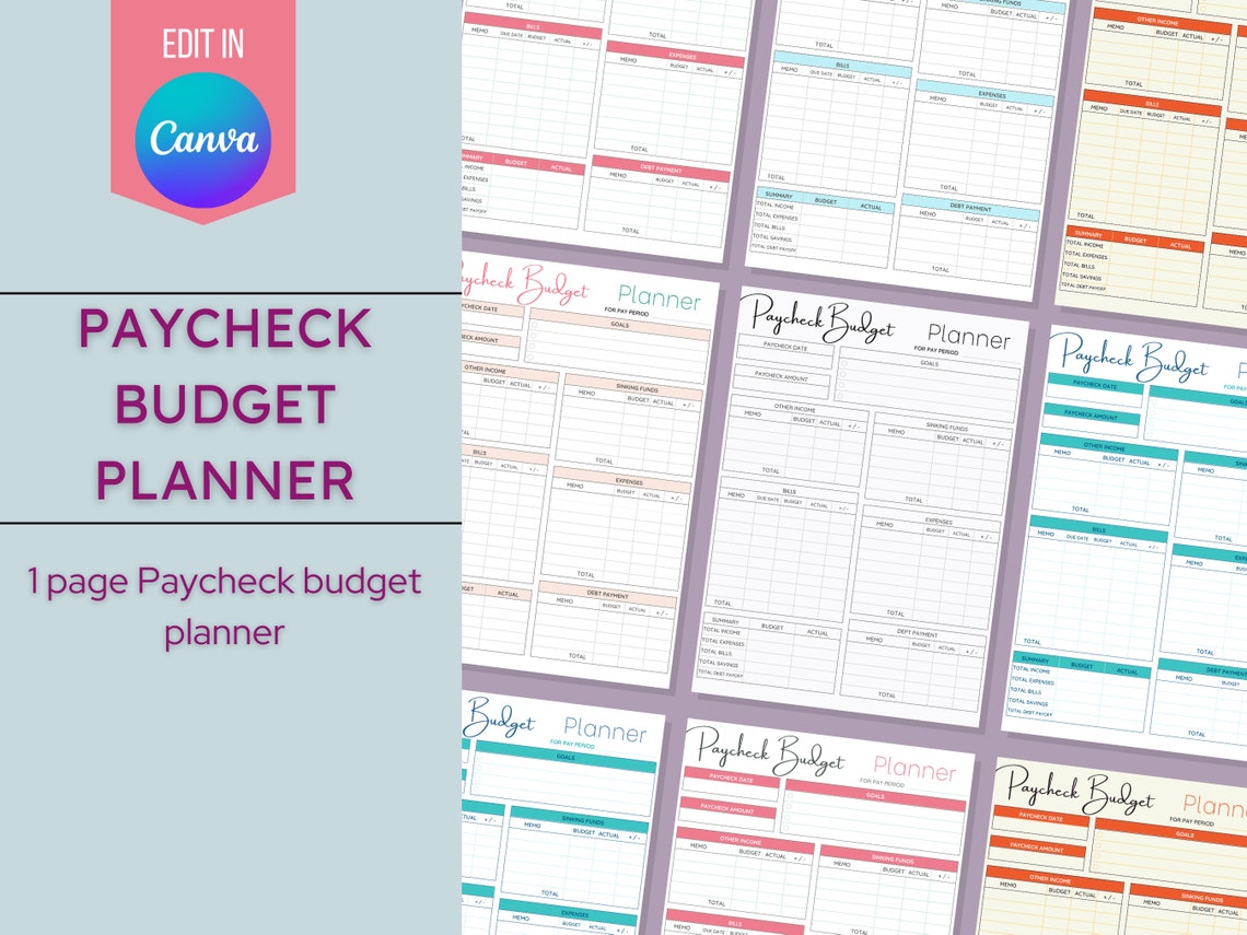 Paycheck Budget Planner,paycheck Budget Template,canva Budget Template ...