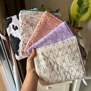 Handmade Quilted Kindle Sleeve: Organic Cotton E-reader Cover