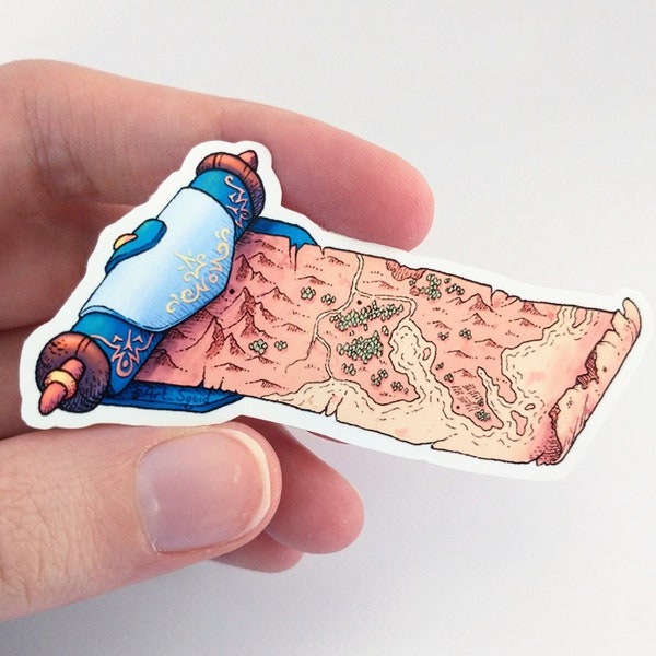 Mapa de fantasía - DnD Scroll - Dragones y mazmorras Pegatina