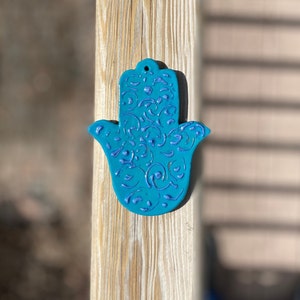 Blue and Purple Ceramic Hamsa/Chamsa/Khamsa Wall Hanging