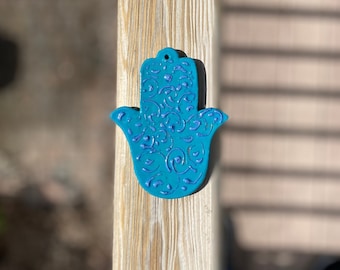 Blue and Purple Ceramic Hamsa/Chamsa/Khamsa Wall Hanging