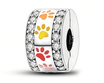 Sterling Silver Dog Paw Print Charm: Pandora Compatible Bracelet Bead