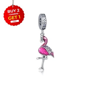 thumbnail image 2 of BAMOER S925 Sterling Silver Flamingo Charm - Enamel & Crystal, Fit Charm Bracelet 2 of 5