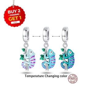Sterling Silver Chameleon Charm: Color Changing S925 Pandora Compatible