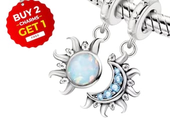 Sterling Silver Sun & Moon Medallion Charm, Pandora Compatible - Etsy