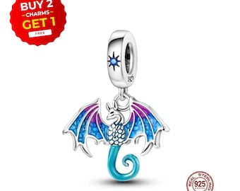 Magic Dragon Dangle Charm for Bracelet Necklace,100% Genuine 925